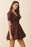 Puff Sleeve Shirred Bodice Bubble Dress