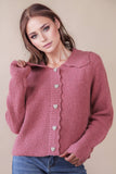 12W3445N-Heart Button Down Knit Sweater Cardigan