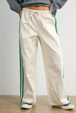 Striped Wide-Leg Drawstring Track Pants - BMP8039