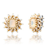 Mixed Media Pearl and Emerald Cut Stone Earrings