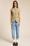 Linen Long-Line Buttoned Vest
