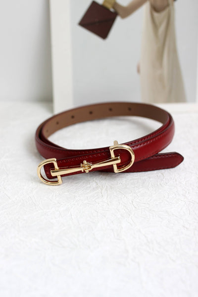 A2408DJN36588 - Slim Leather Belt with Equestrian Buckle