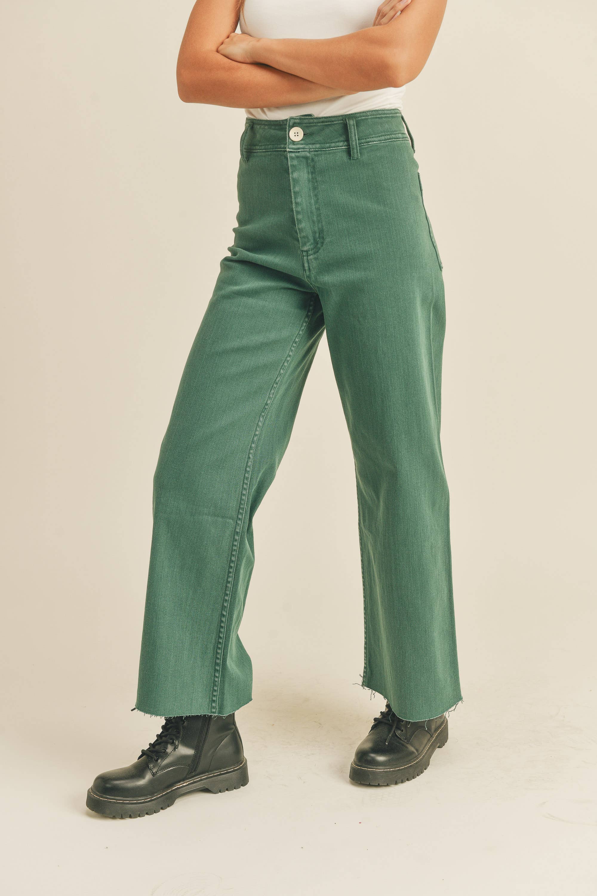STRAIGHT WIDE LEG DENIM PANTS
