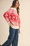 FLORAL KNIT ROUND NECK SWEATER