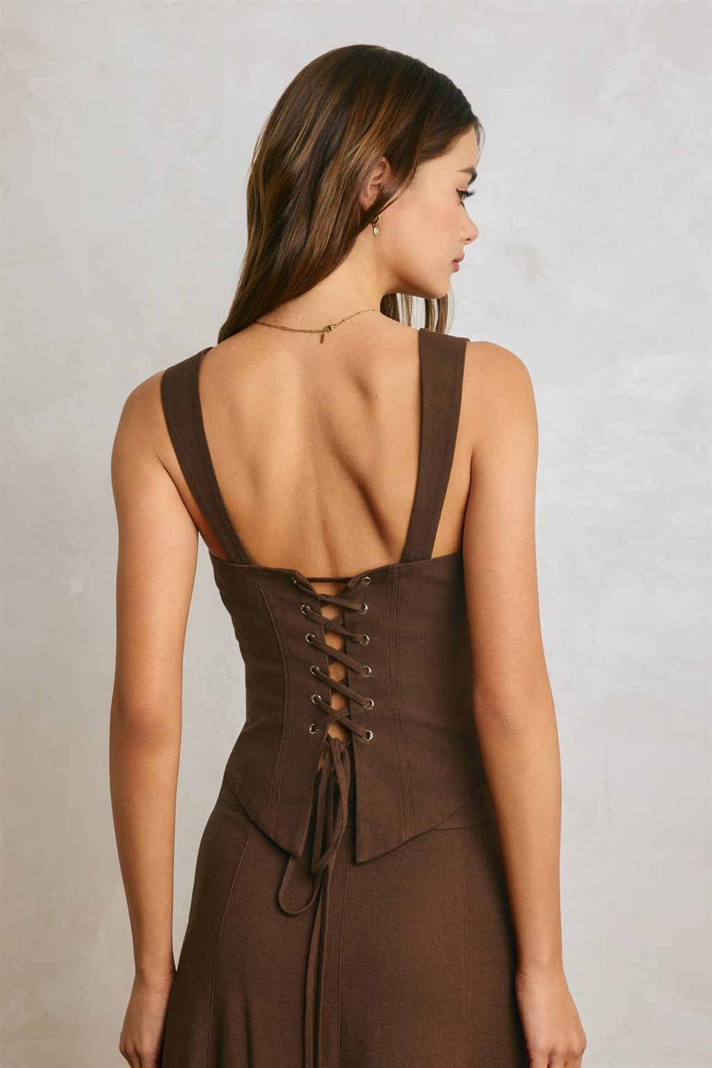 Felicity Linen Lace Trim Corset Top