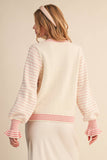 FLORAL RUFFLE SLEEVE SWEATER CARDIGAN MSW11097