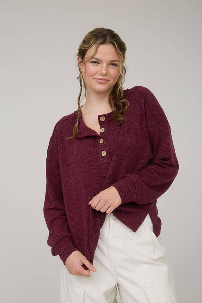 Cabernet Ribbed Henley