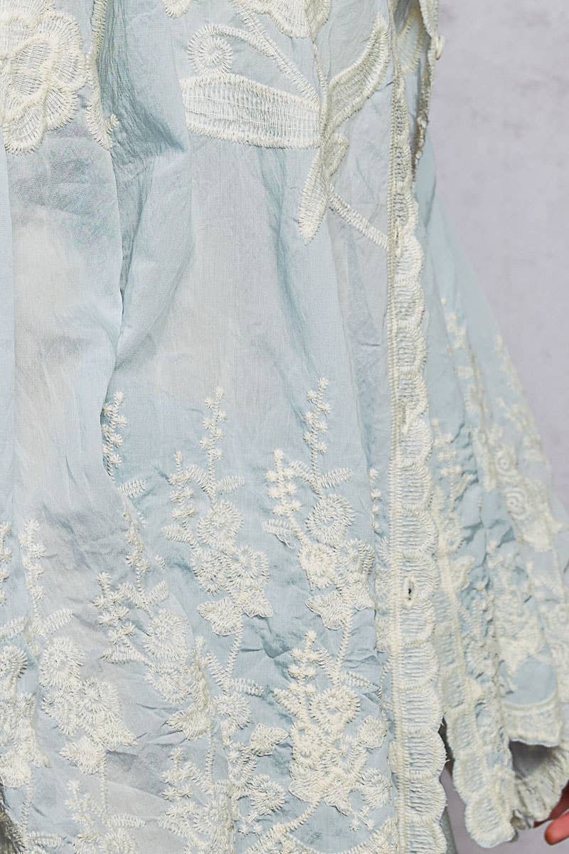 Flora Embroidered Scalloped Top
