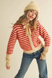 Striped Hoodie Sweater Cardigan