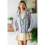 Knit Body Denim Layerd Jacket