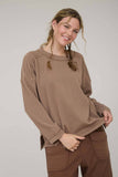 CREW NECK RIBBED LONG SLEEVE KNIT TOP (PRE-ORDER)