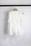 T2502ZNY74476 - Embroidered Eyelet Lace Sleeveless Blouse