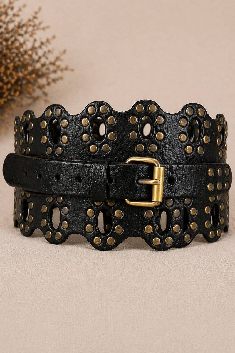 Draco Black Leather Sash Belt