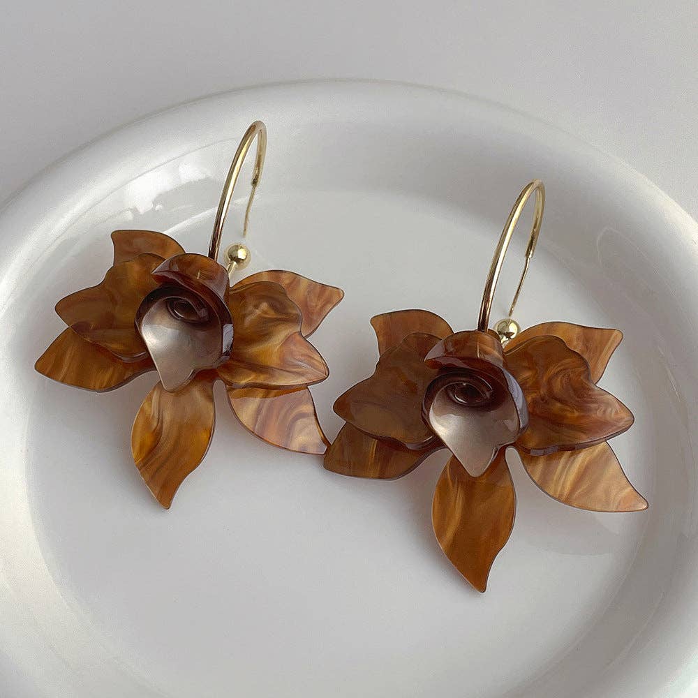 Vintage Large Flower Petal Dangle Earrings DP25D828