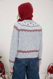 FAIRE ISLE TOGGLE BUTTON KNIT CARDIGAN SWEATER