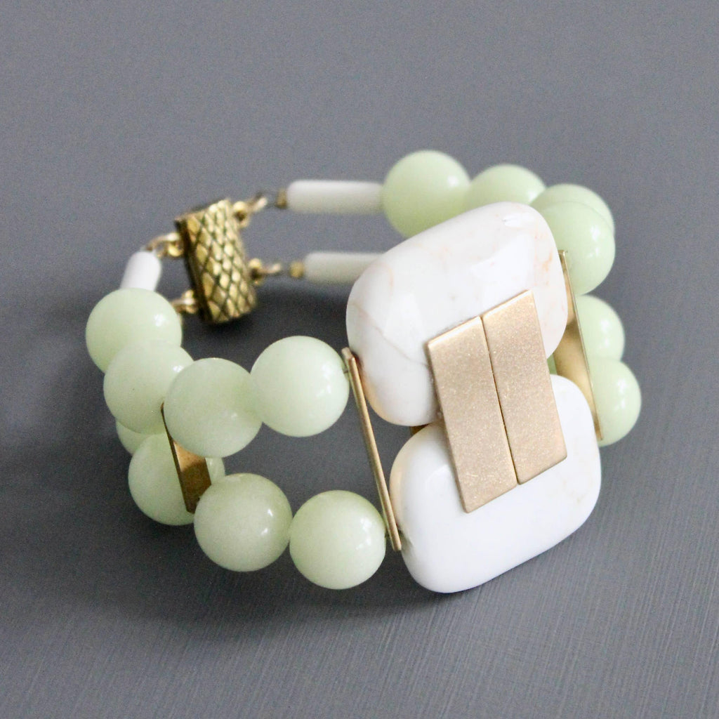 White Turquoise and Celadon Bracelet
