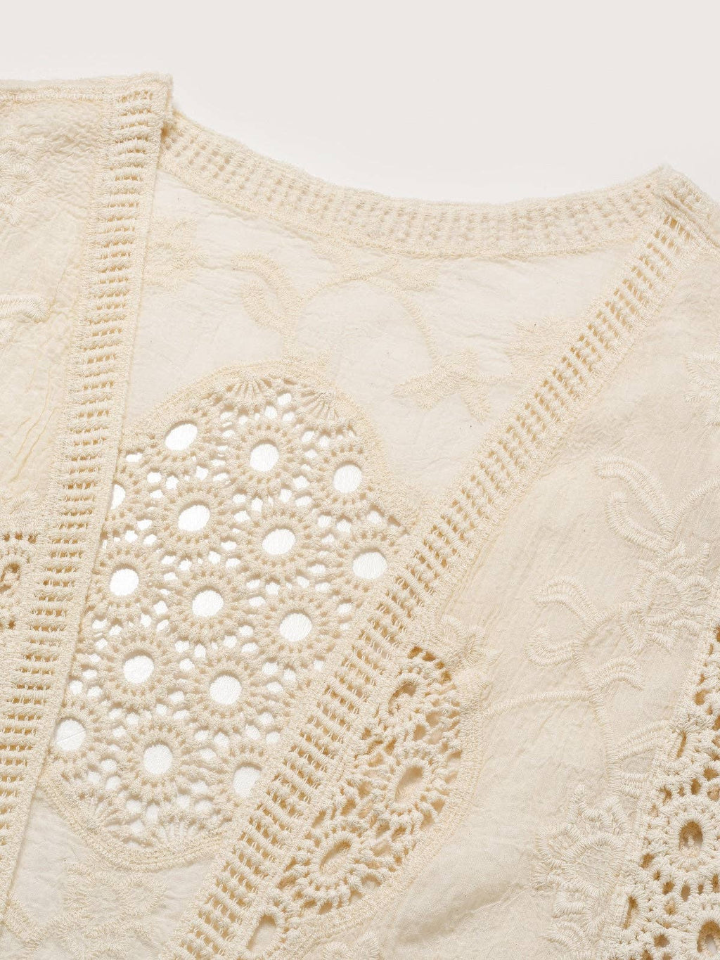 Crosa - Lace Open Front Cardigan with Batwing Sleeves