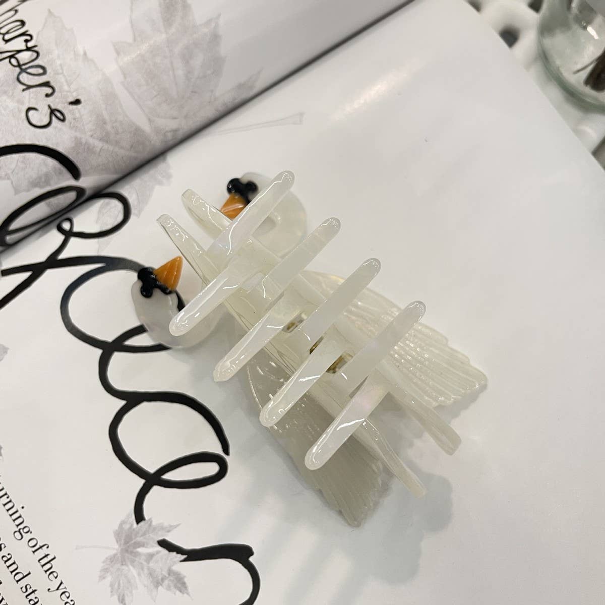 White Swan Hair Claw Clip