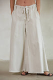 Cotton Denim Wide Leg Pants
