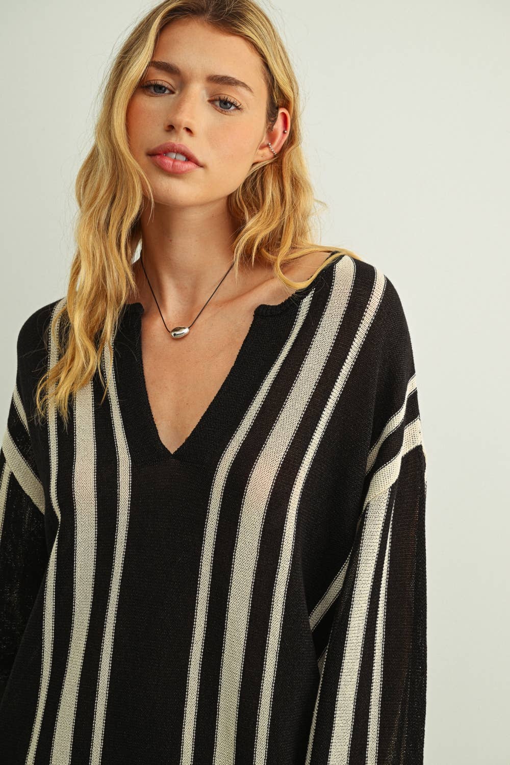 STRIPED LONG SLEEVE TUNIC TOP