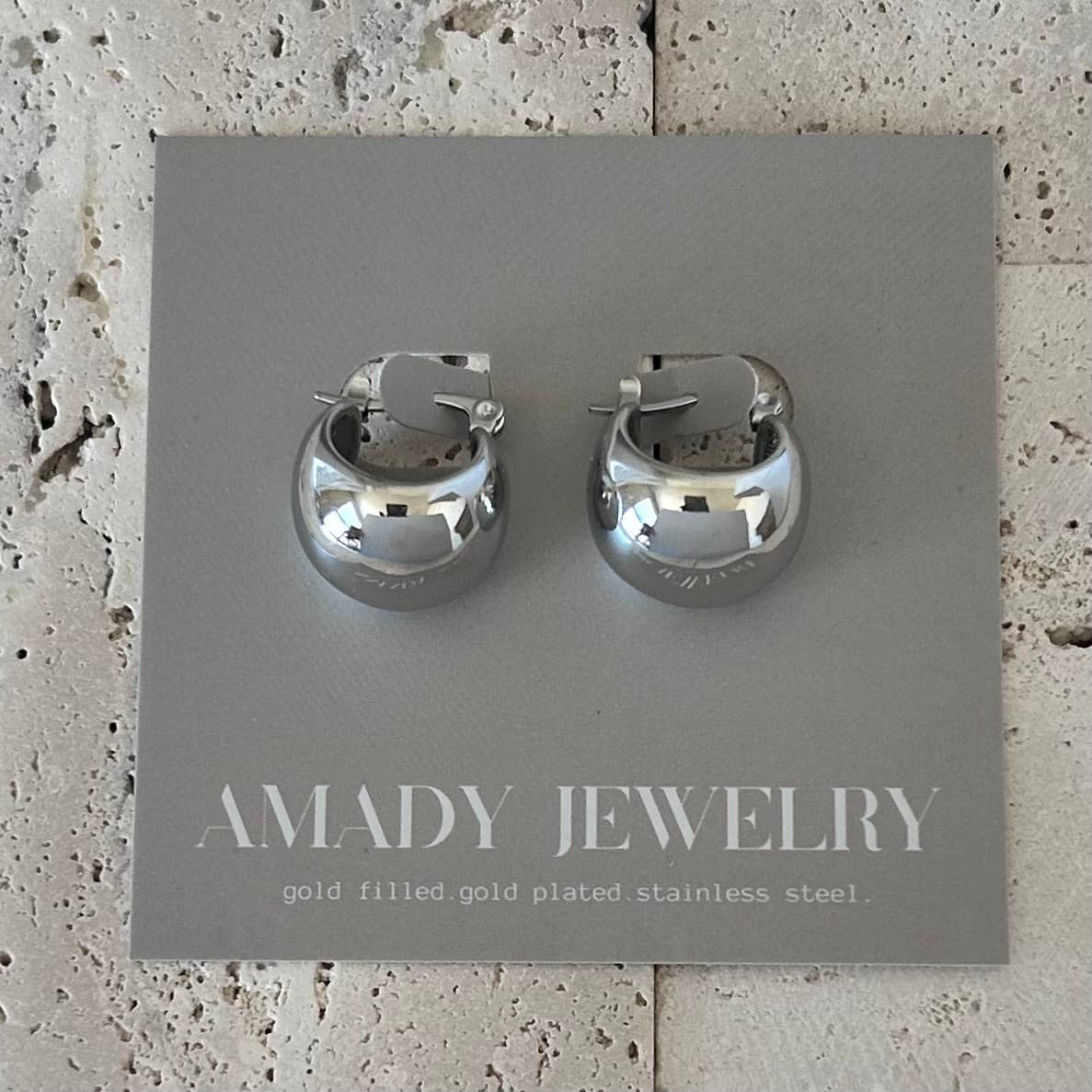 Hoop earrings rhodium plated thick hoop earrings chunky
