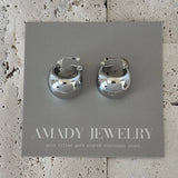 Hoop earrings rhodium plated thick hoop earrings chunky