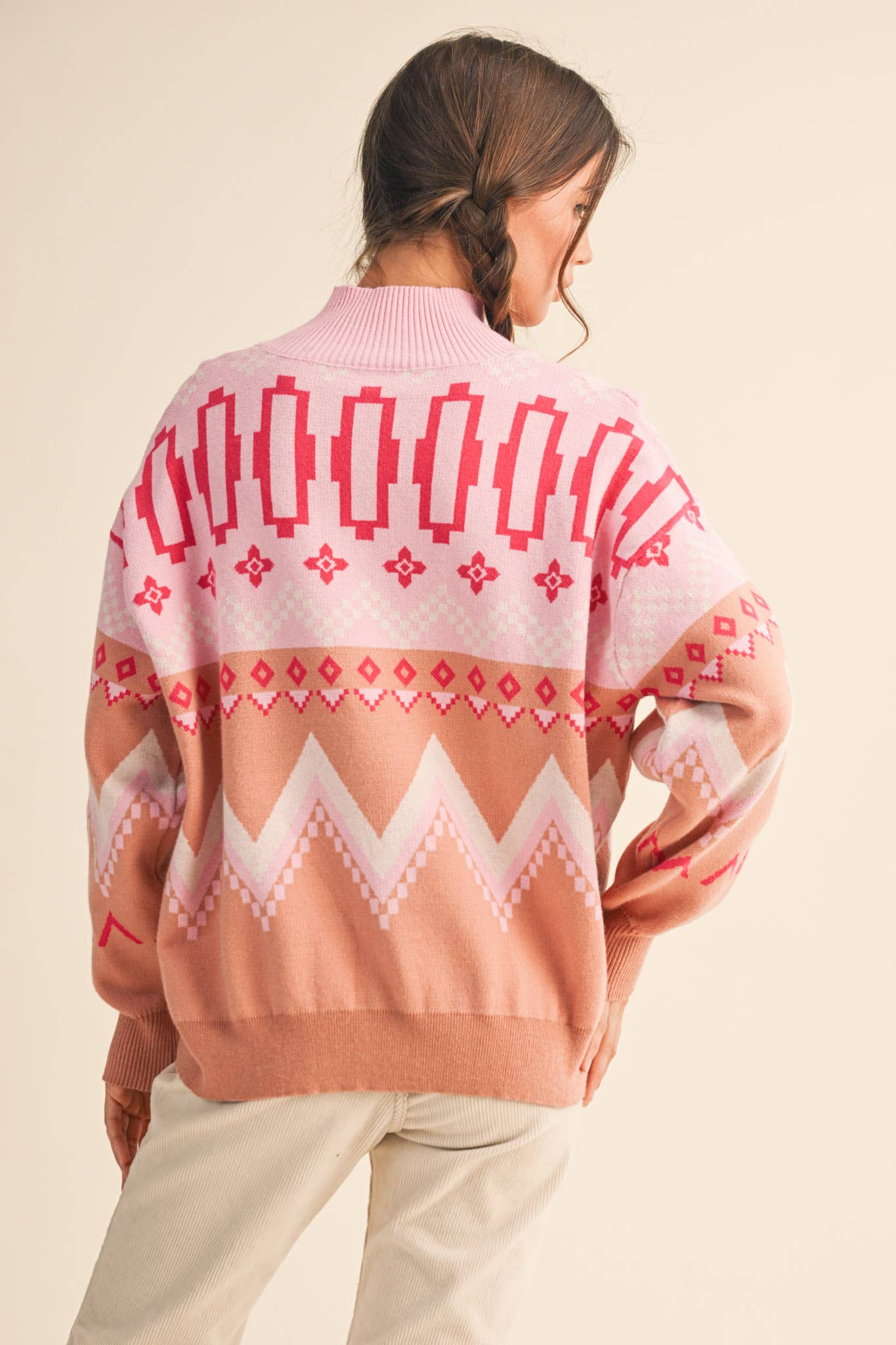 Knit Mock Neck Half Zip Pullover
