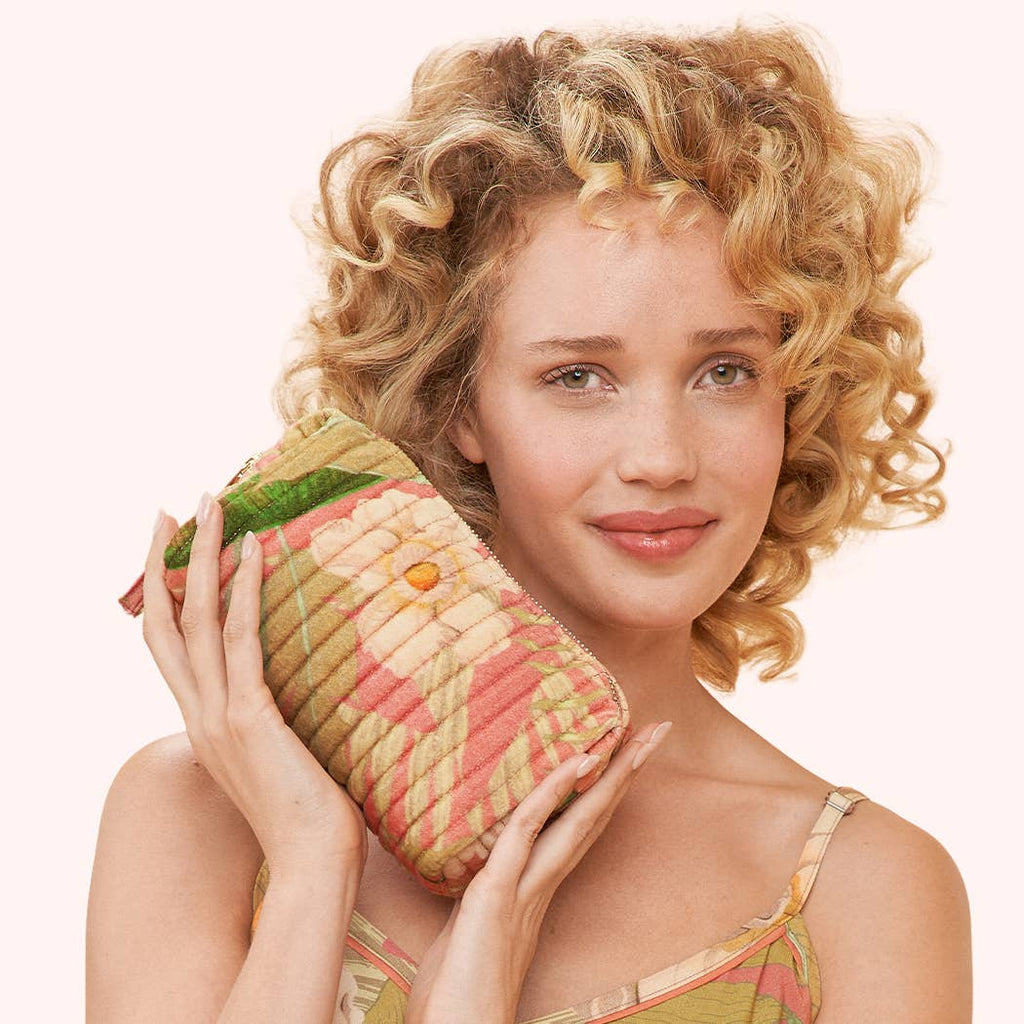Small Quilted Vanity Bag - Delicate Tropical, Candy