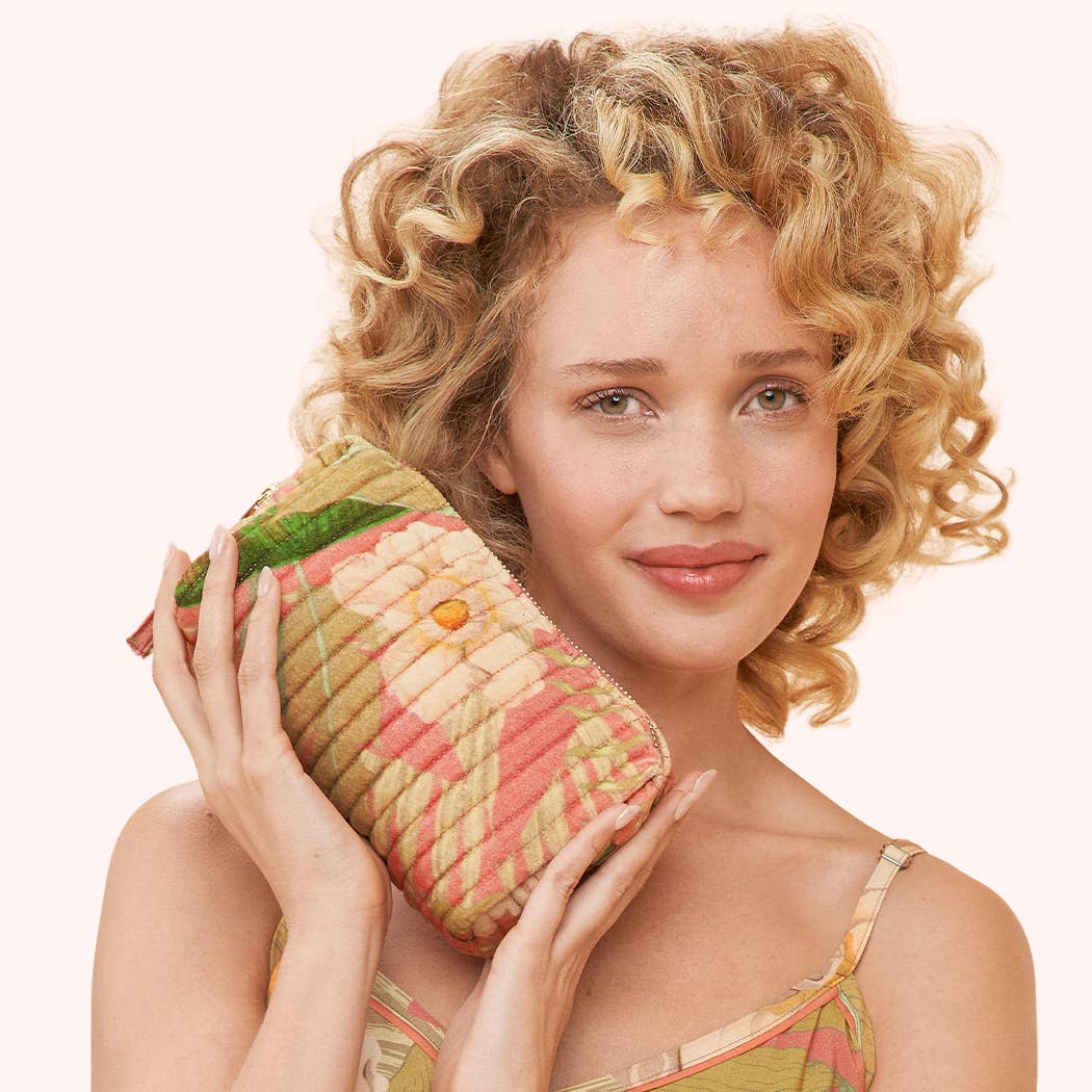 Small Quilted Vanity Bag - Delicate Tropical, Candy
