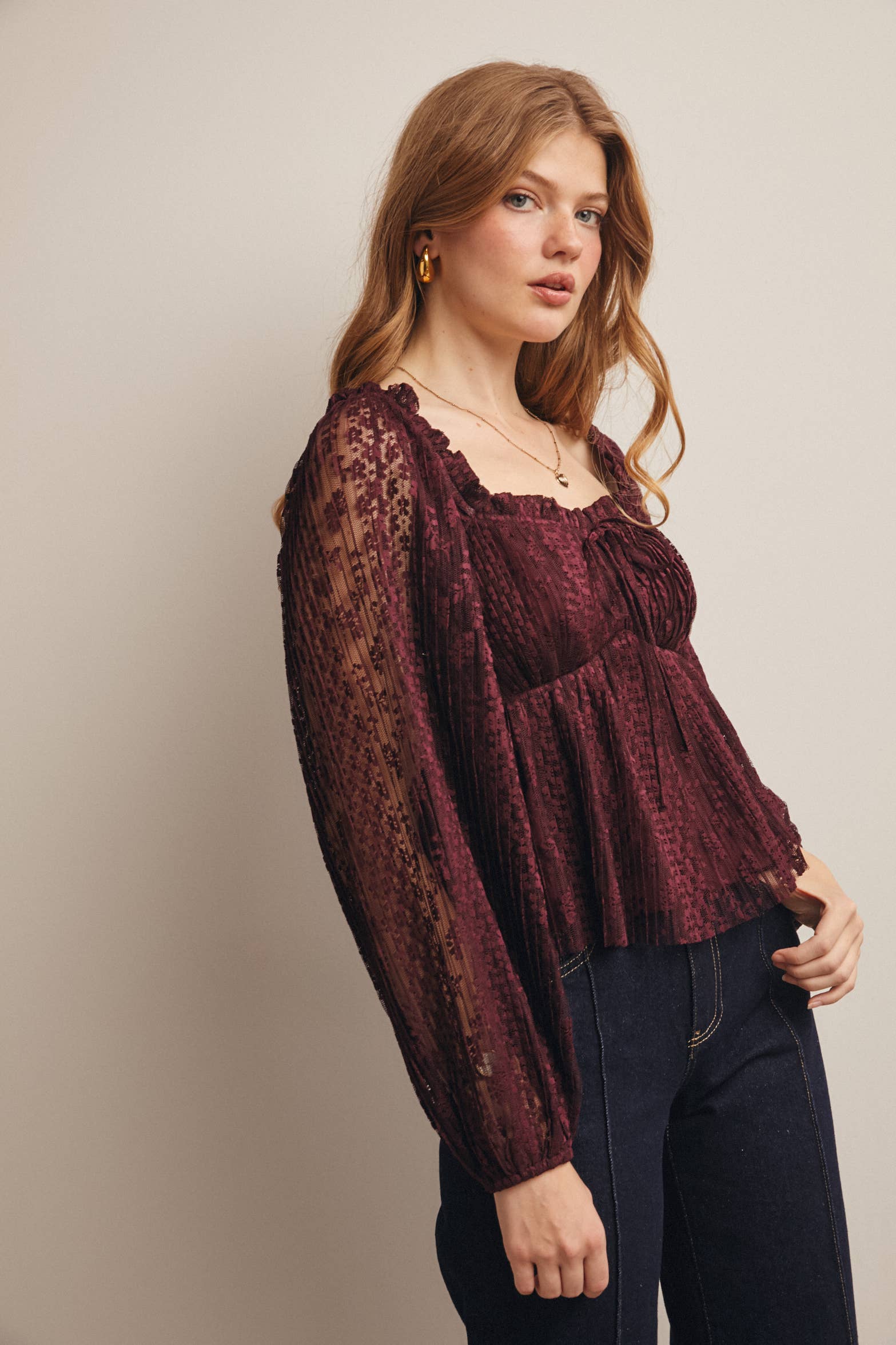 Daphne Blouse in Burgundy