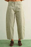 MINI CHECKER PATTERN BARREL PANTS