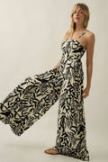 Tropical-Print Wide-Leg Pocket Cami Jumpsuit