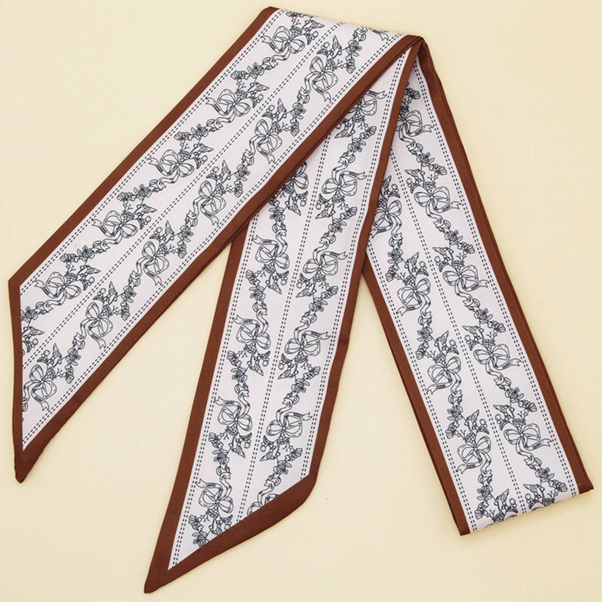 Floral and Ribbon Silk Scarf