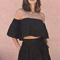 Coco Linen Off-the-Shoulder Top – Noir
