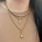 Gold Silver snake chain necklace two double tone ombre 