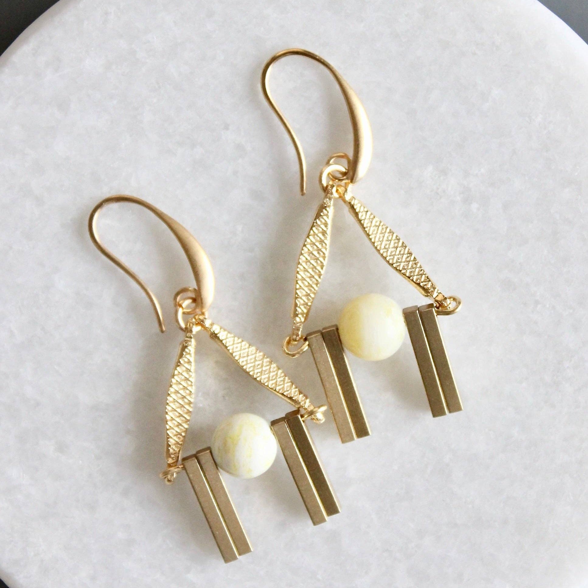Lemon jade Artdeco earrings