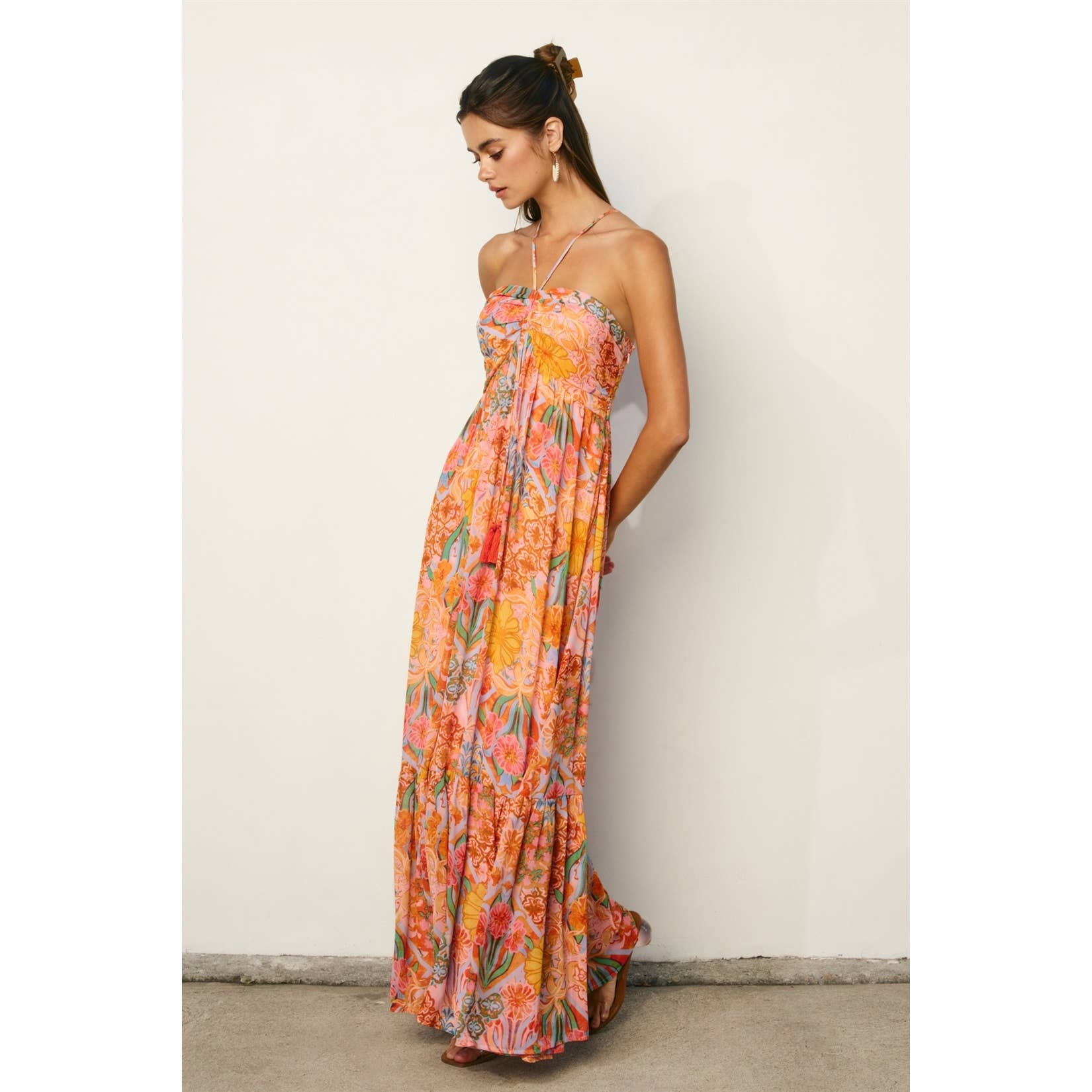 Dayna Ruched Babydoll Maxi Dress
