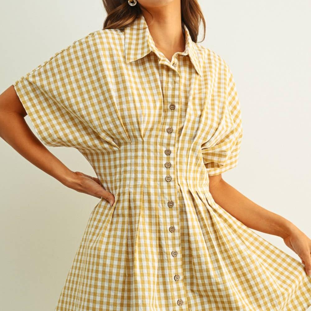 GINGHAM PATTERNED SHIRT DRESS