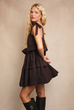 Chocolate Ruffle Mini Dress
