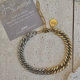 Ombré Double Two Tone Gold Silver chain bracelet layering 