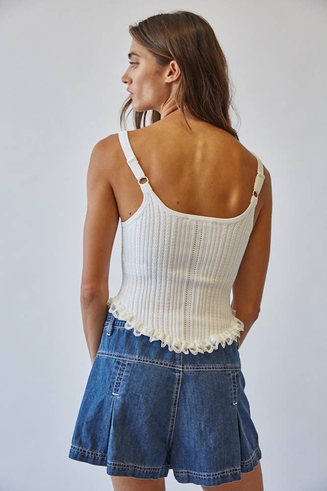 White Knit Corset Top