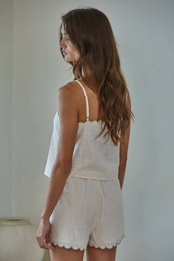 Woven Cotton Embroidered Sleeveless Top