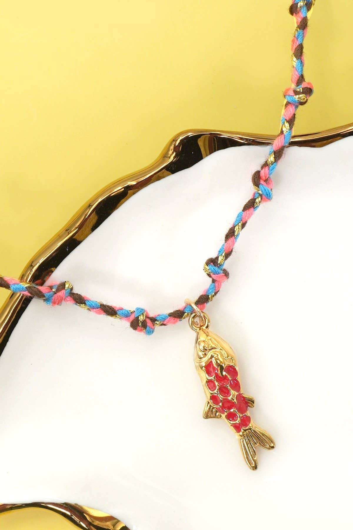 18K STAINLESS STEEL CORDED CHARM NECKLACE | 40NK9555