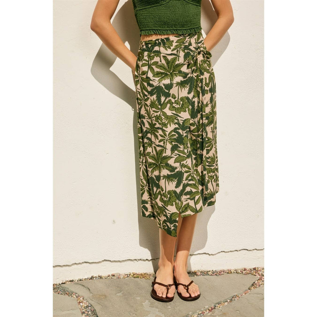 Paradise Grove Tilt Midi Wrap Skirt