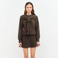 Maude Mocha Tie-Shoulder Knit Sweater