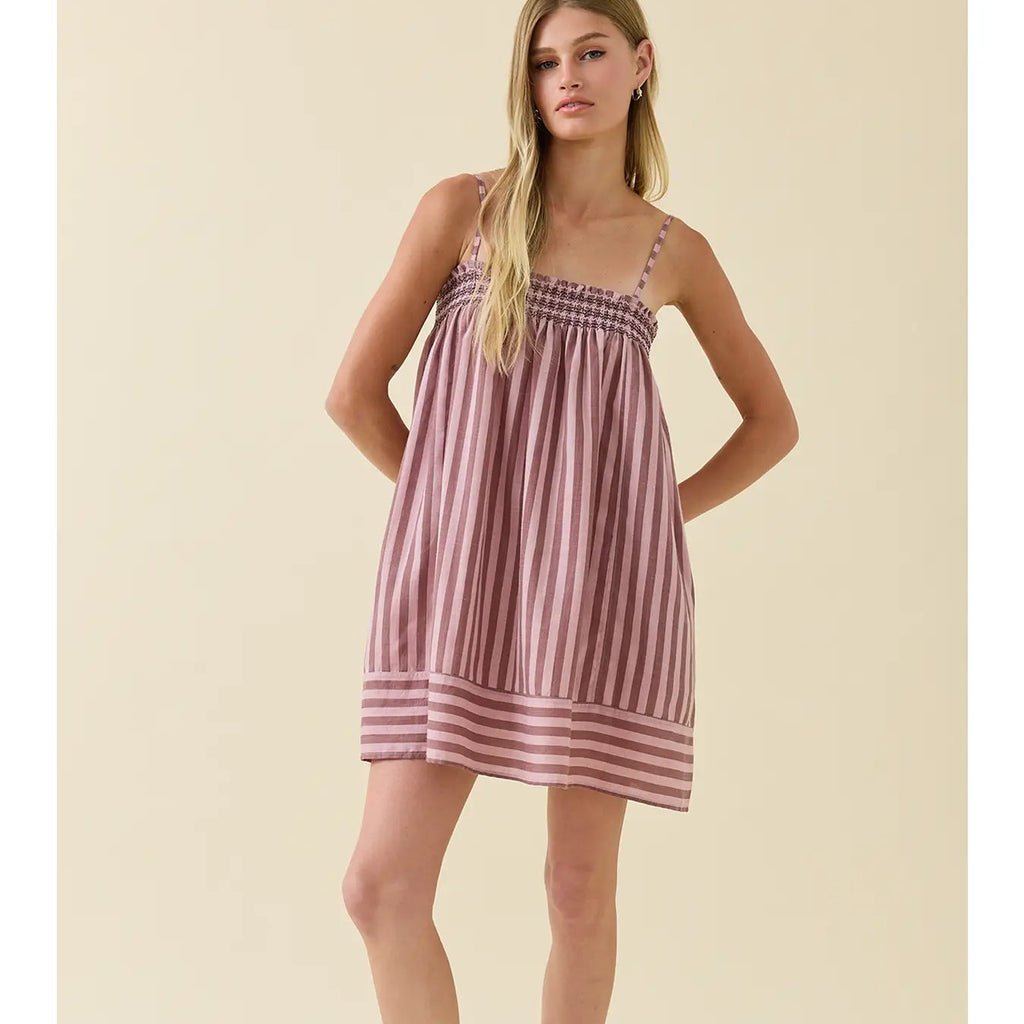 Adeline Striped Smocked Cami Mini Dress