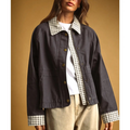 Savannah Gingham Trim Utility Jacket