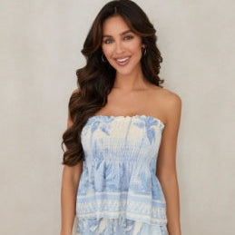 Palma Tropical Tree Smocked Crop Top