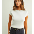 Thea Round Neck Cap Short Sleeve Knit Top