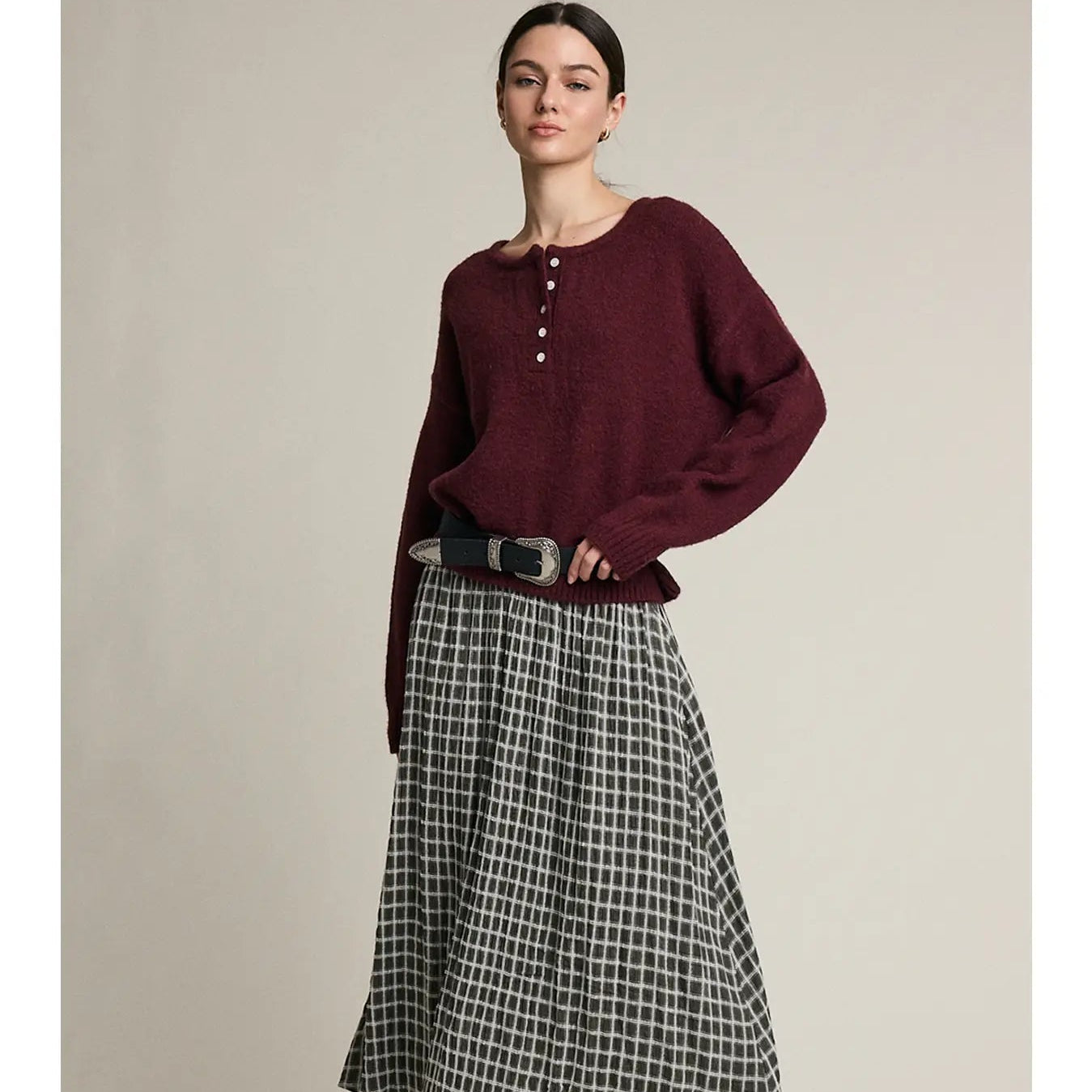 Ramona Button Detail Knit Sweater